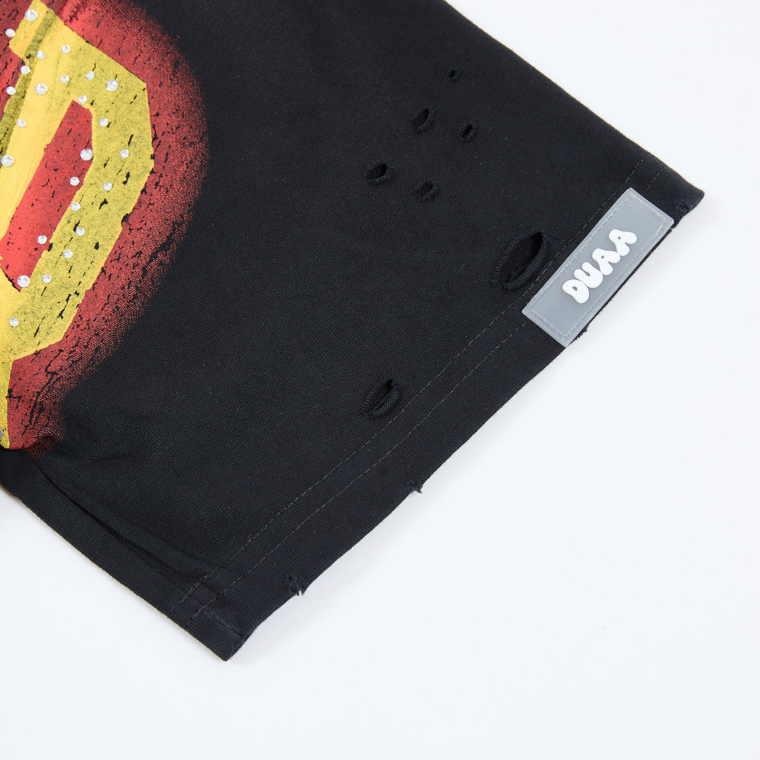 DUAA Wear Flamin' Hoop Oversized Graphic Tee — Black