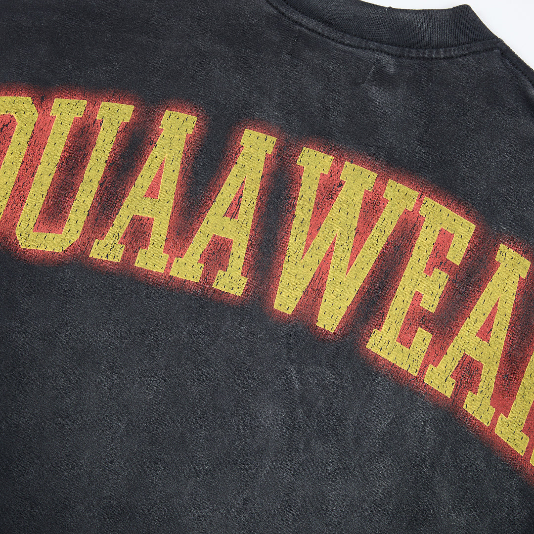 DUAA Wear Flamin' Hoop Oversized Graphic Tee — Black