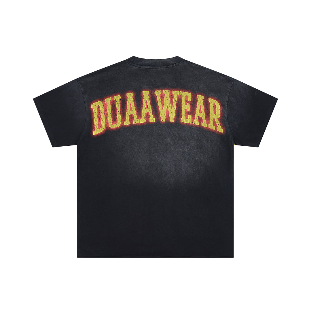 DUAA Wear Flamin' Hoop Oversized Graphic Tee — Black