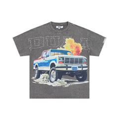 DUAA Money Truck Oversized Graphic Tee — Washed Grey