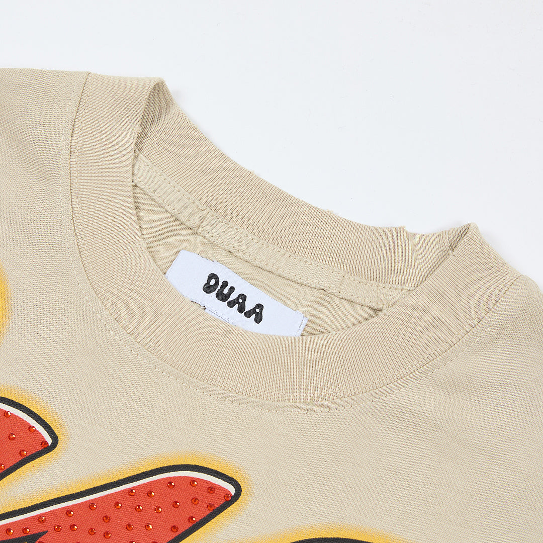 DUAA Twin Angels Oversized Graphic Tee — Sand