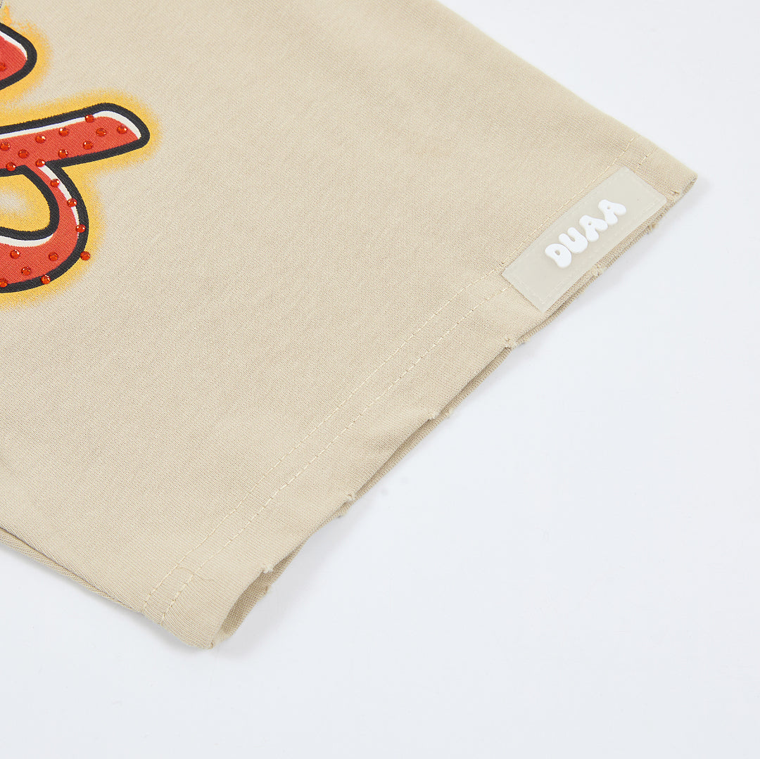 DUAA Twin Angels Oversized Graphic Tee — Sand