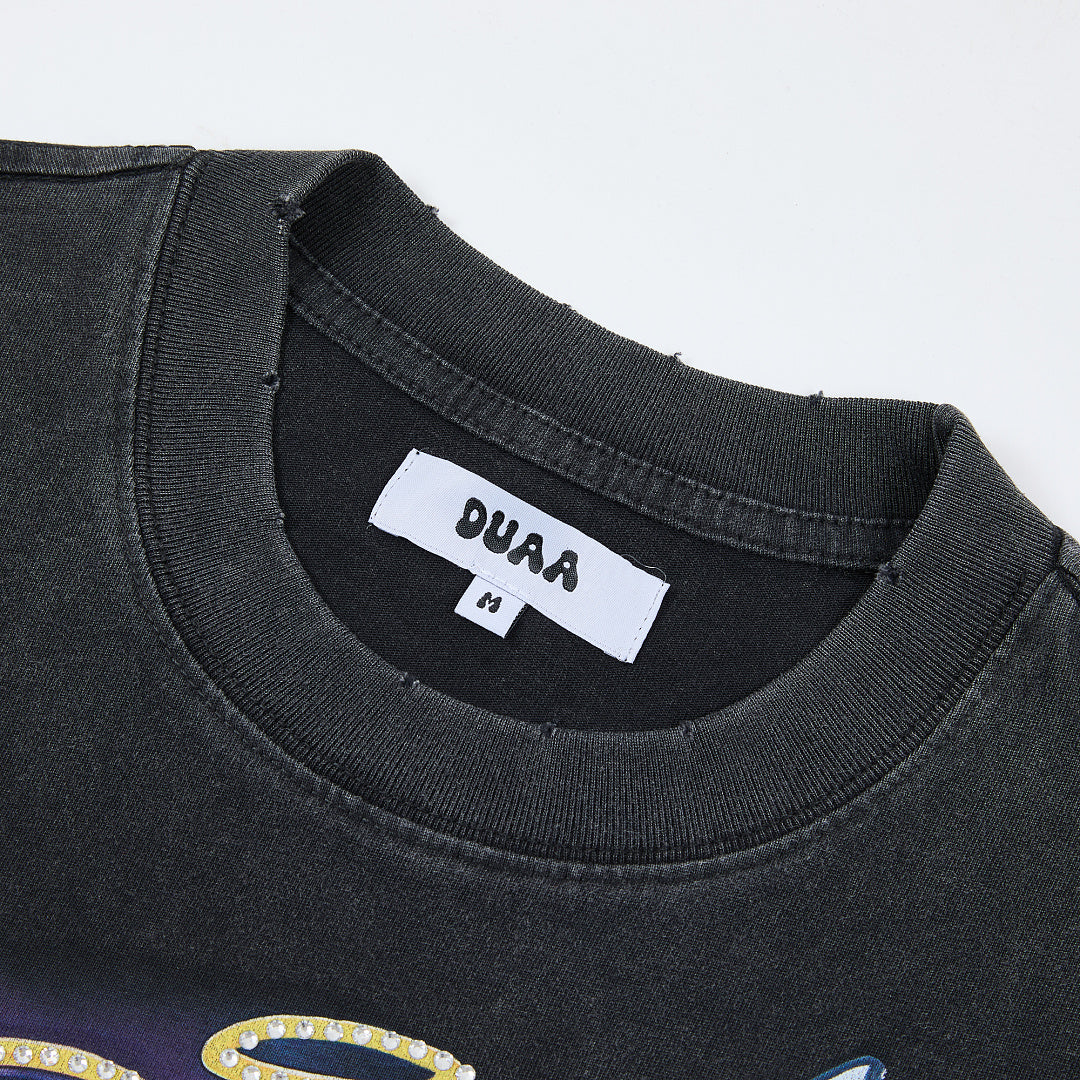 DUAA Legends Forever Oversized Graphic Tee — Washed Black