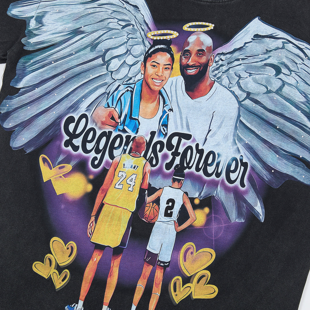 DUAA Legends Forever Oversized Graphic Tee — Washed Black