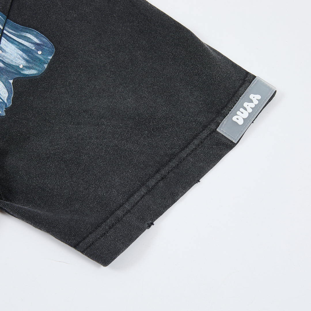 DUAA Legends Forever Oversized Graphic Tee — Washed Black