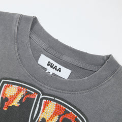 DUAA Raging Bull Oversized Graphic Tee — Washed Grey