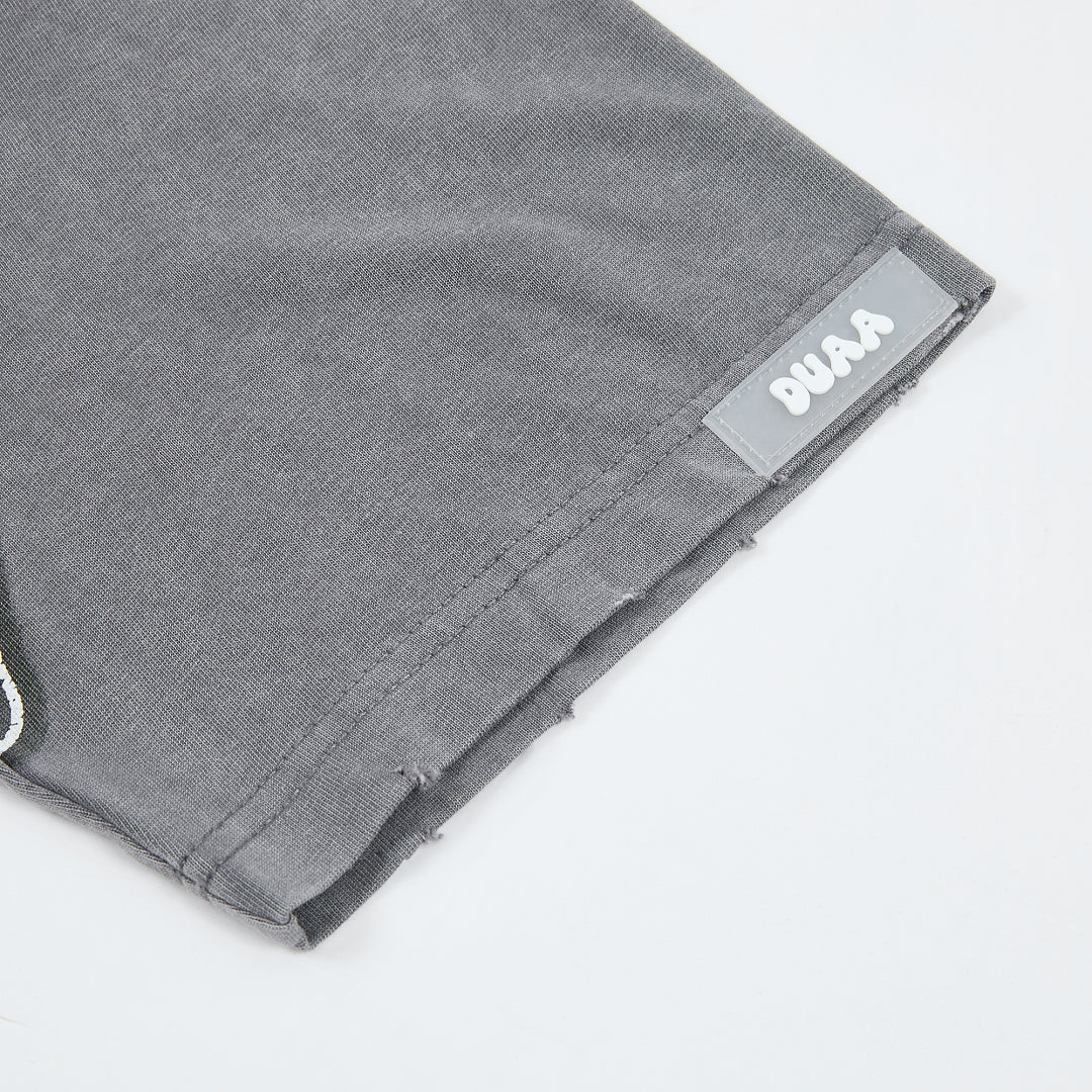 DUAA Raging Bull Oversized Graphic Tee — Washed Grey