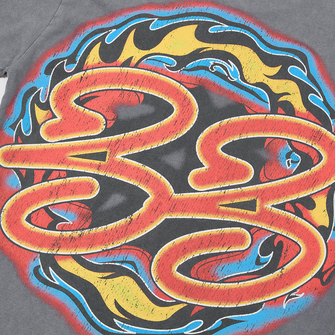 DUAA Raging Bull Oversized Graphic Tee — Washed Grey