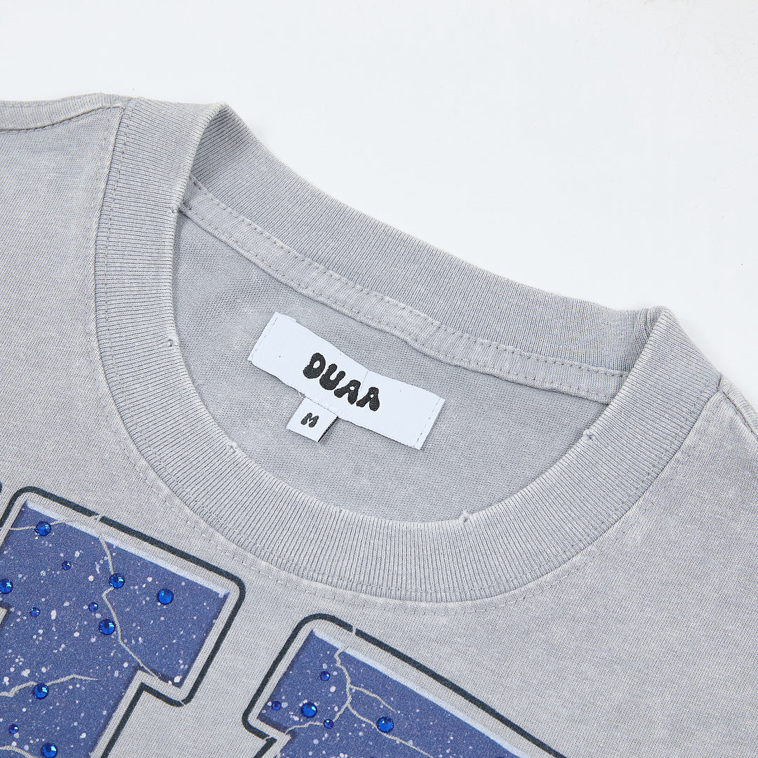 DUAA Nonstop Tiger Oversized Graphic Tee — Light Grey