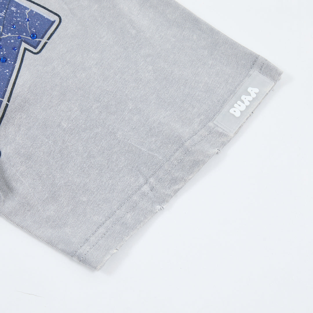 DUAA Nonstop Tiger Oversized Graphic Tee — Light Grey