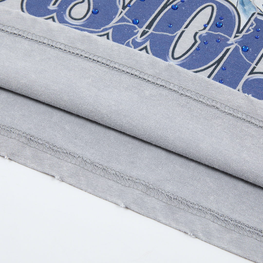 DUAA Nonstop Tiger Oversized Graphic Tee — Light Grey