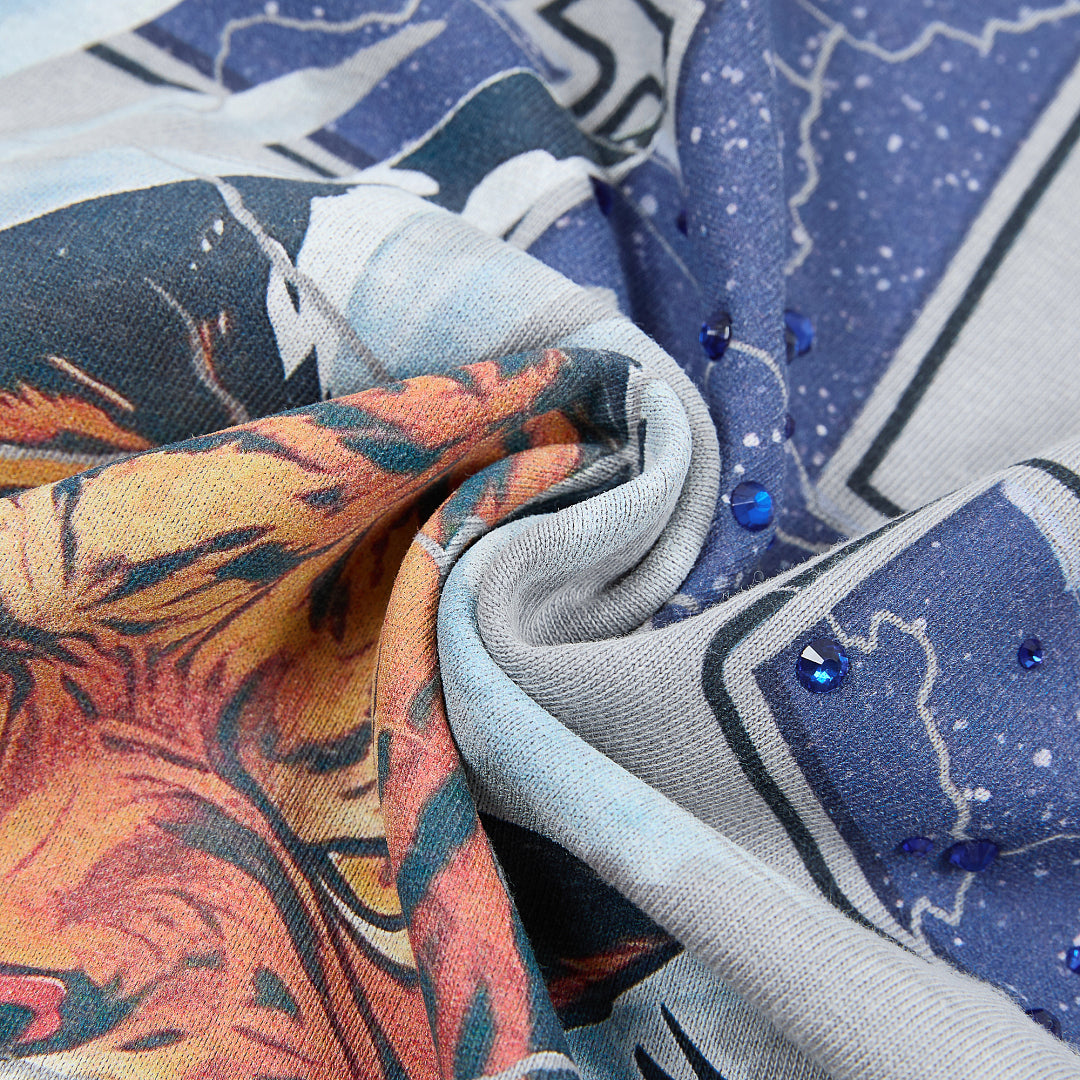 DUAA Nonstop Tiger Oversized Graphic Tee — Light Grey