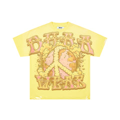 DUAA Wear Peace Earth Oversized Graphic Tee — Yellow