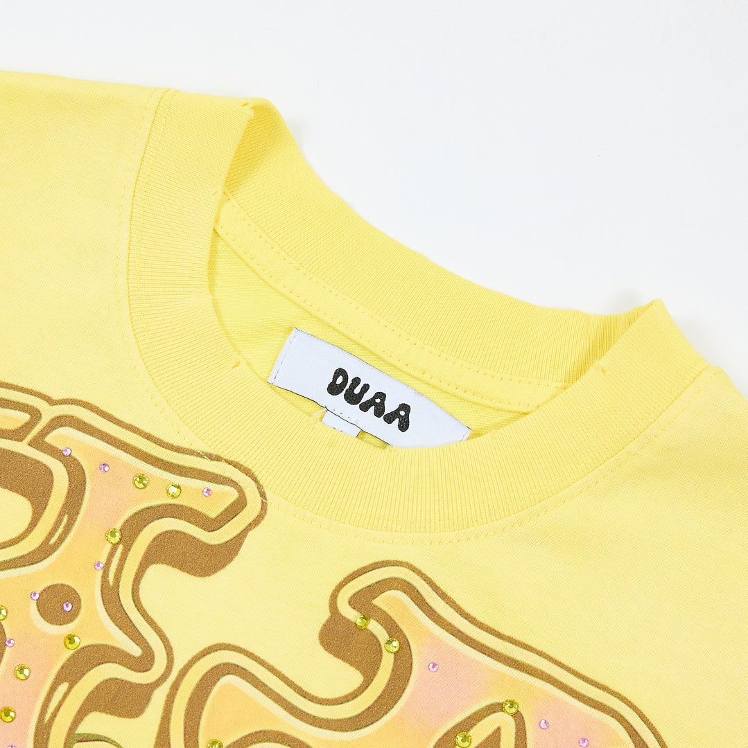 DUAA Wear Peace Earth Oversized Graphic Tee — Yellow