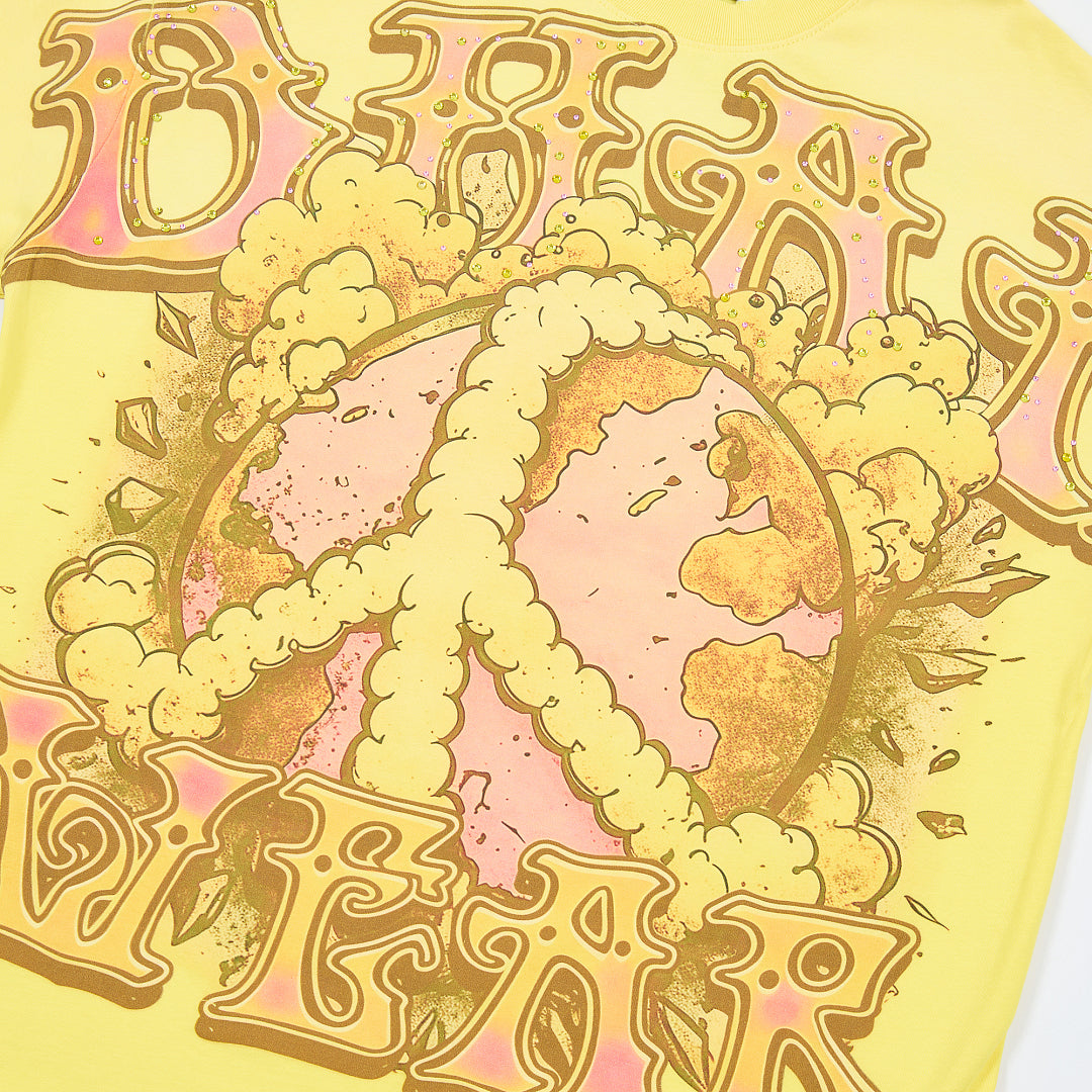 DUAA Wear Peace Earth Oversized Graphic Tee — Yellow