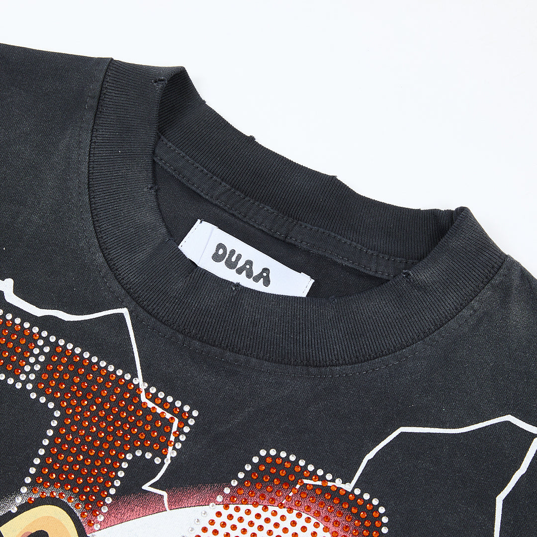 DUAA Boxing Bulldog Oversized Graphic Tee — Black