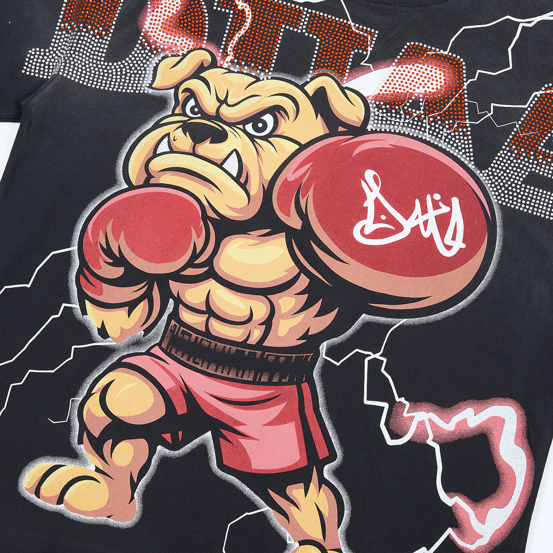 DUAA Boxing Bulldog Oversized Graphic Tee — Black