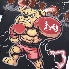 DUAA Boxing Bulldog Oversized Graphic Tee — Black