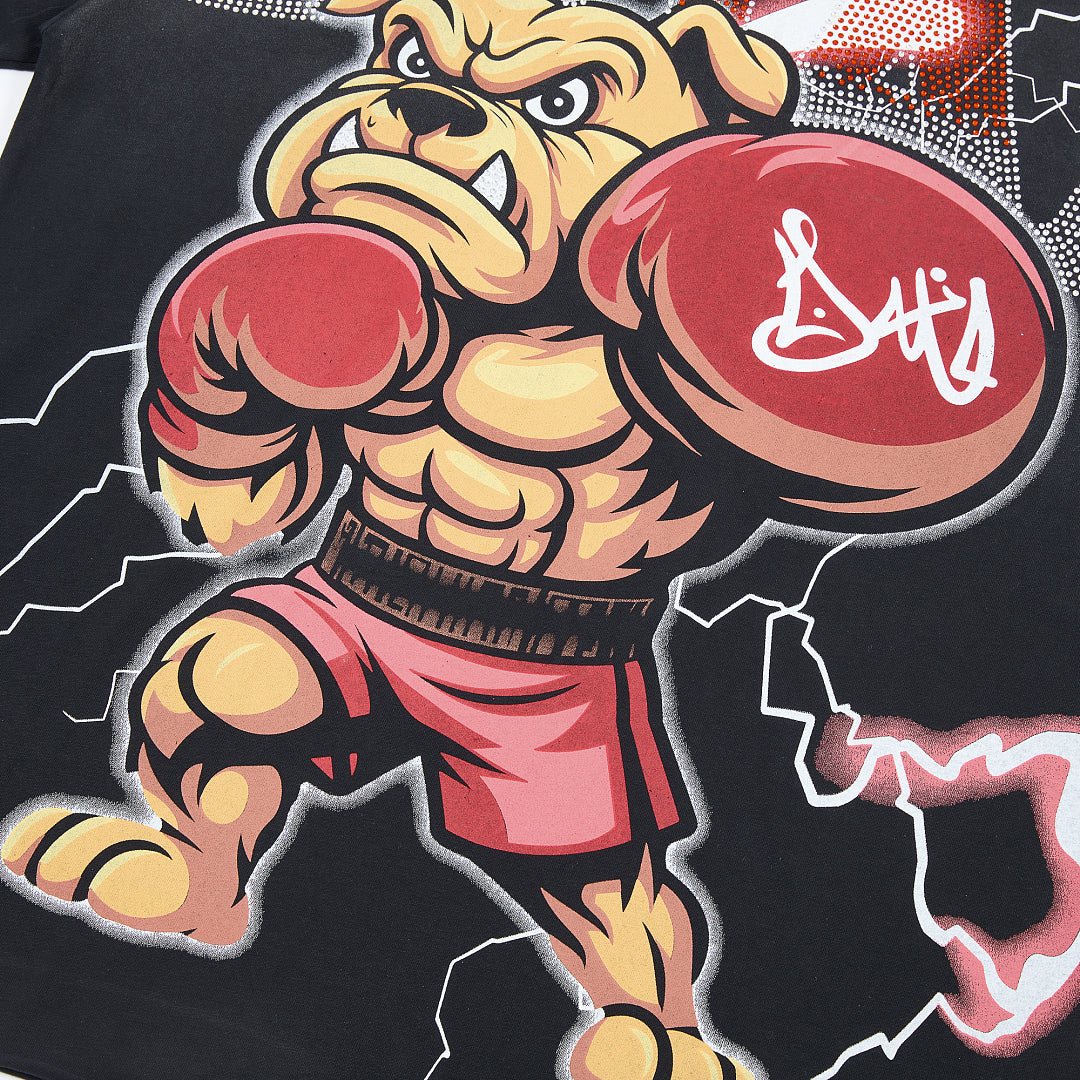 DUAA Boxing Bulldog Oversized Graphic Tee — Black