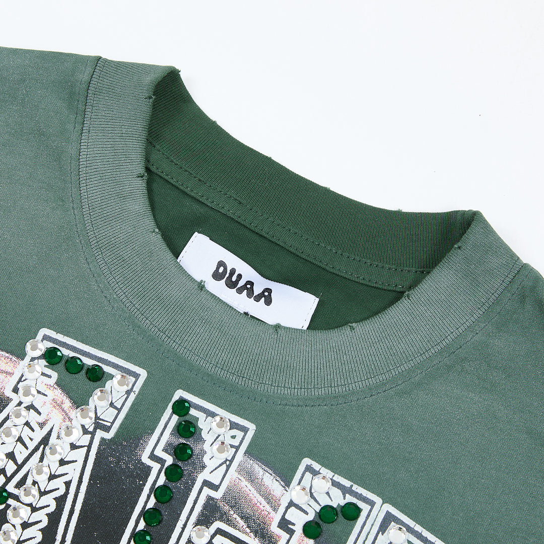 DUAA Wear Life Is A Sport Oversized Graphic Tee — Forest Green