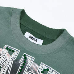 DUAA Wear Life Is A Sport Oversized Graphic Tee — Forest Green