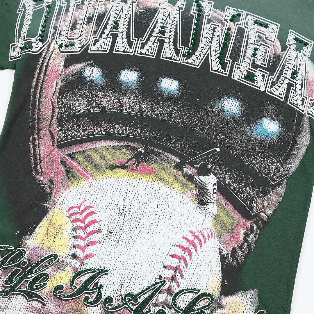 DUAA Wear Life Is A Sport Oversized Graphic Tee — Forest Green