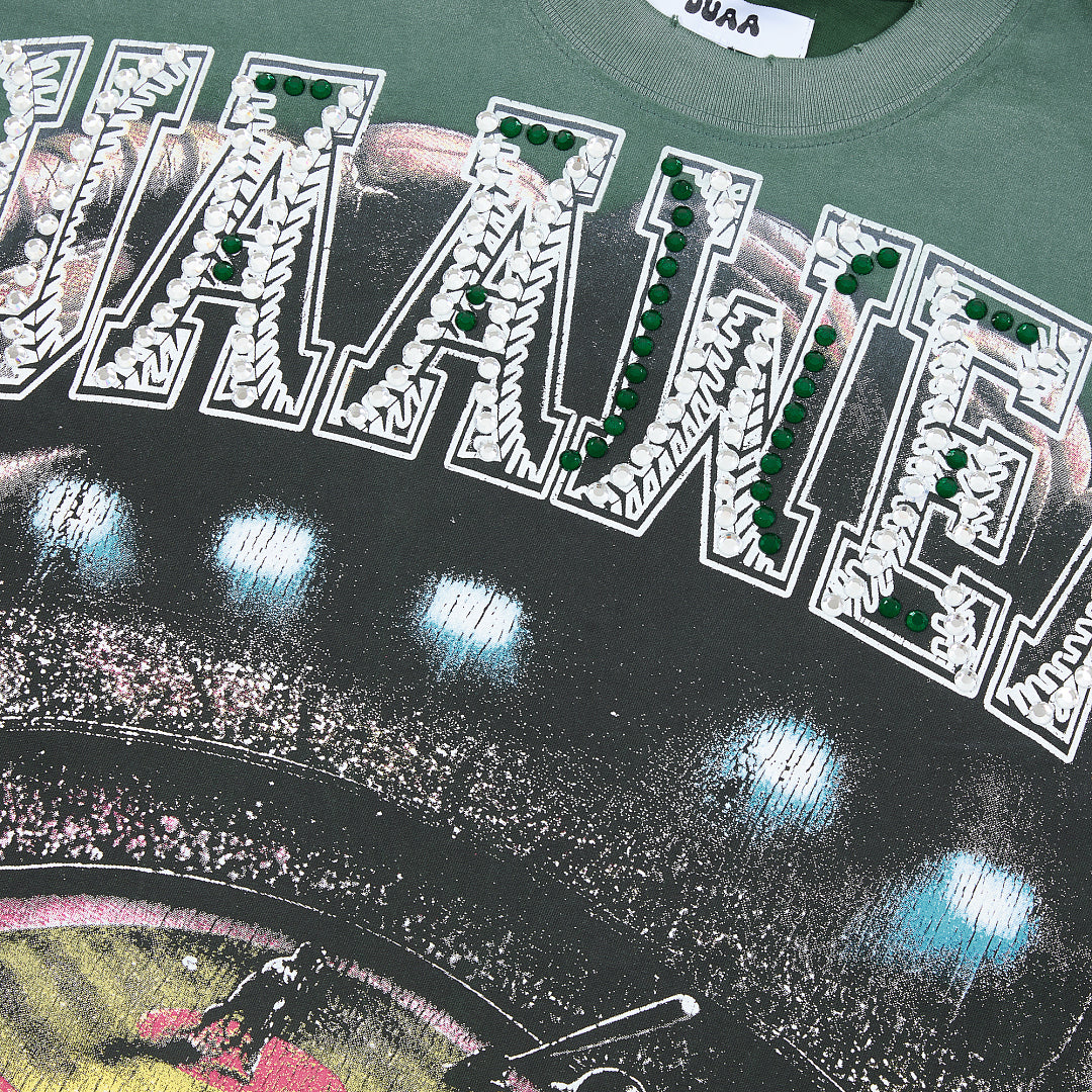 DUAA Wear Life Is A Sport Oversized Graphic Tee — Forest Green