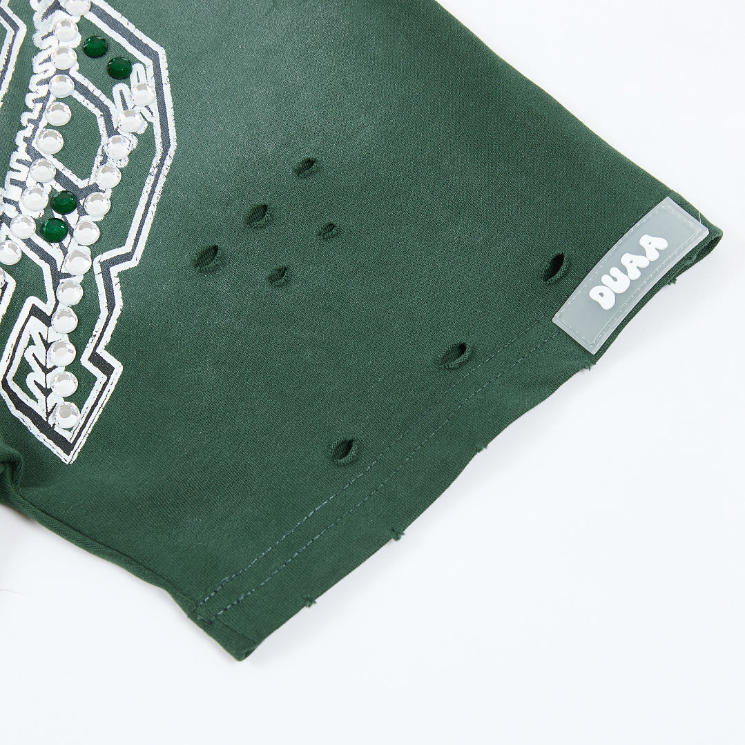 DUAA Wear Life Is A Sport Oversized Graphic Tee — Forest Green