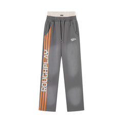 Rough Play Orange Stripe Oversized Sweatpants — Grey