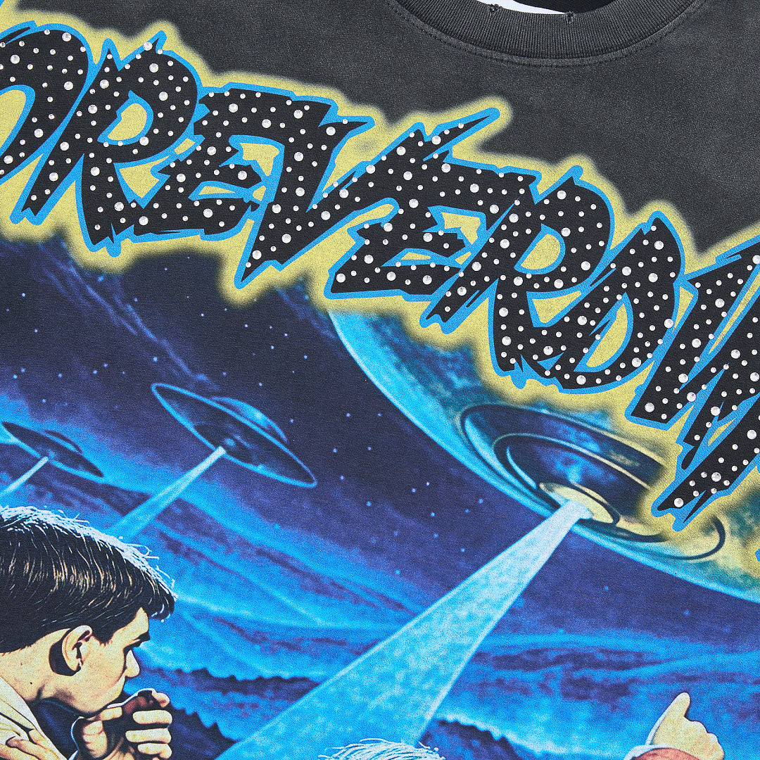 DUAA Forever Invasion 2 Oversized Graphic Tee — Washed Black