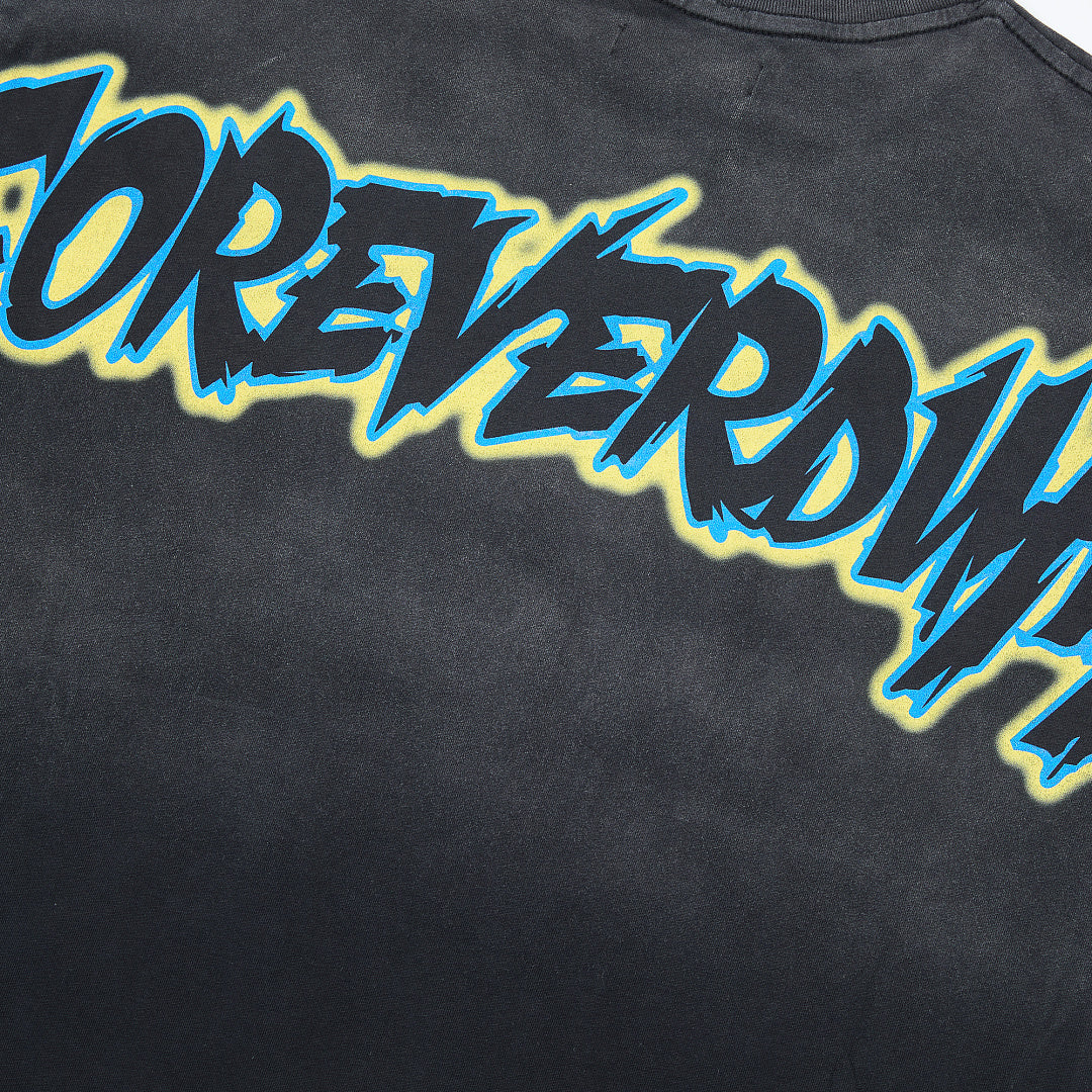 DUAA Forever Invasion 2 Oversized Graphic Tee — Washed Black