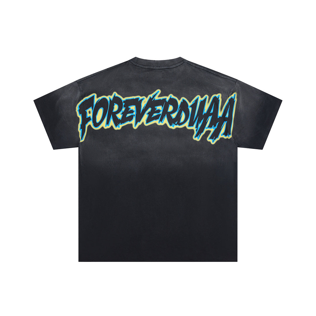 DUAA Forever Invasion 2 Oversized Graphic Tee — Washed Black
