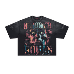 Rare Peace No Longer Human Oversized Graphic Tee — Washed Black