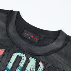 Rare Peace No Longer Human Oversized Graphic Tee — Washed Black