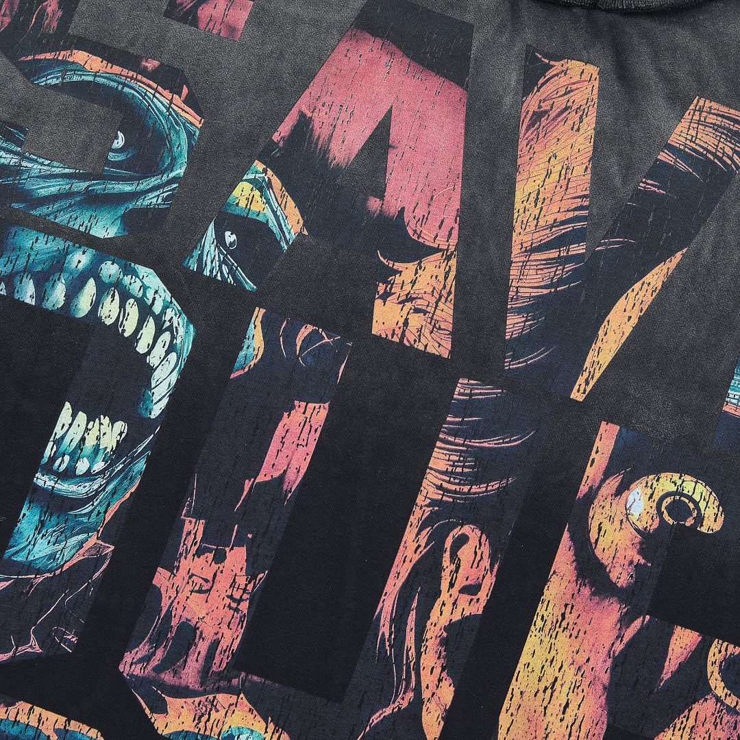 Rare Peace No Longer Human Oversized Graphic Tee — Washed Black