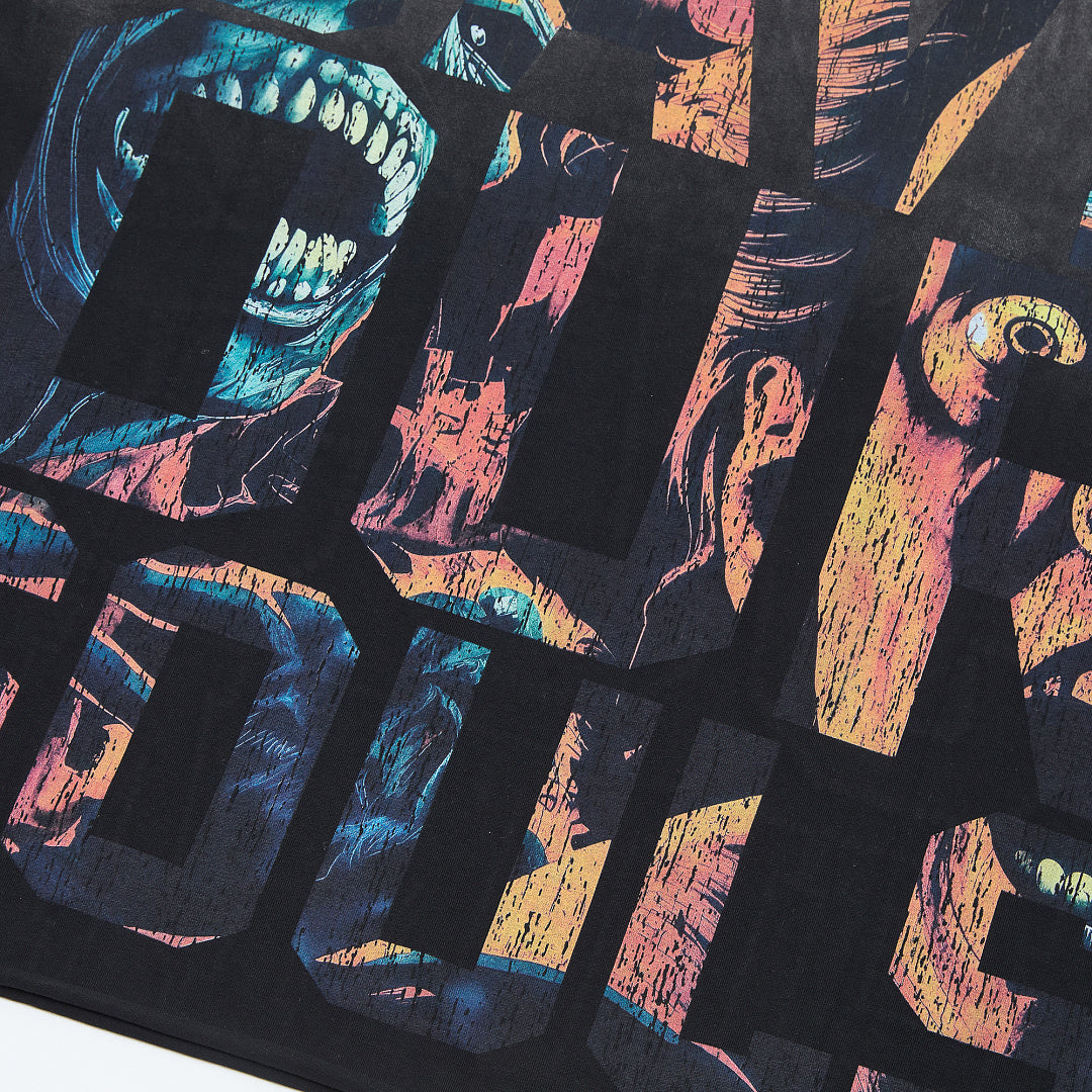 Rare Peace No Longer Human Oversized Graphic Tee — Washed Black