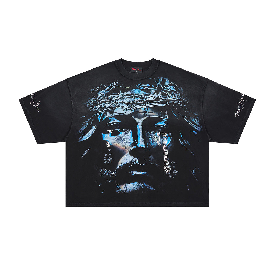 Rare Peace God’s Tear Oversized Graphic Tee — Black