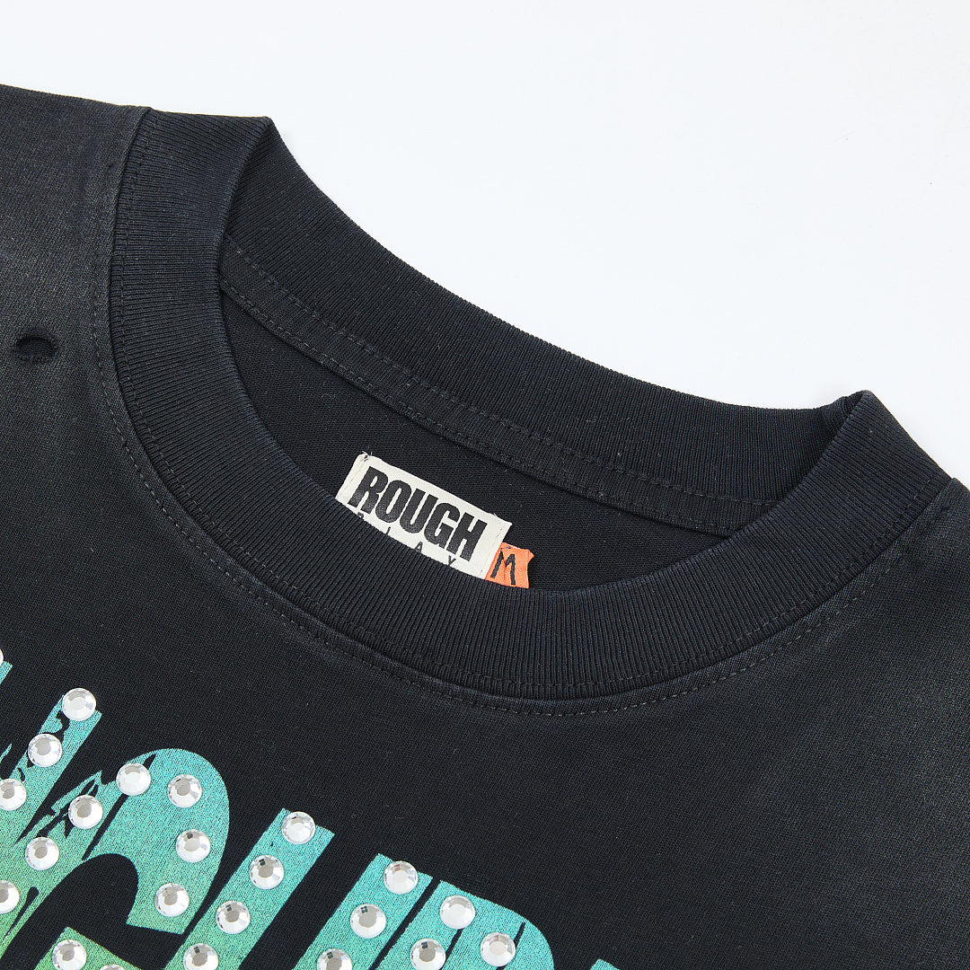 Rough Play Skeleton Cruiser Oversized Graphic Tee — Washed Black