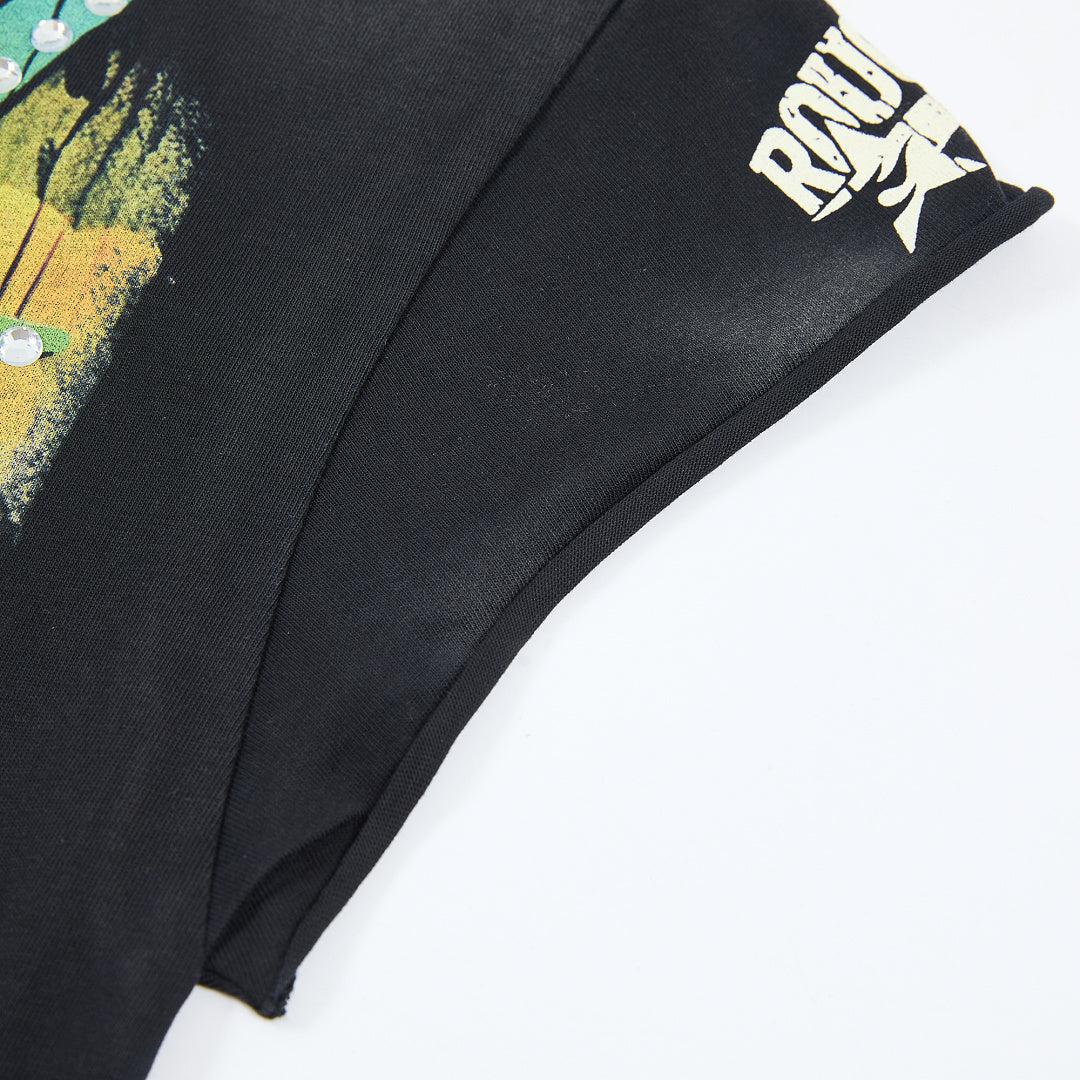 Rough Play Skeleton Cruiser Oversized Graphic Tee — Washed Black