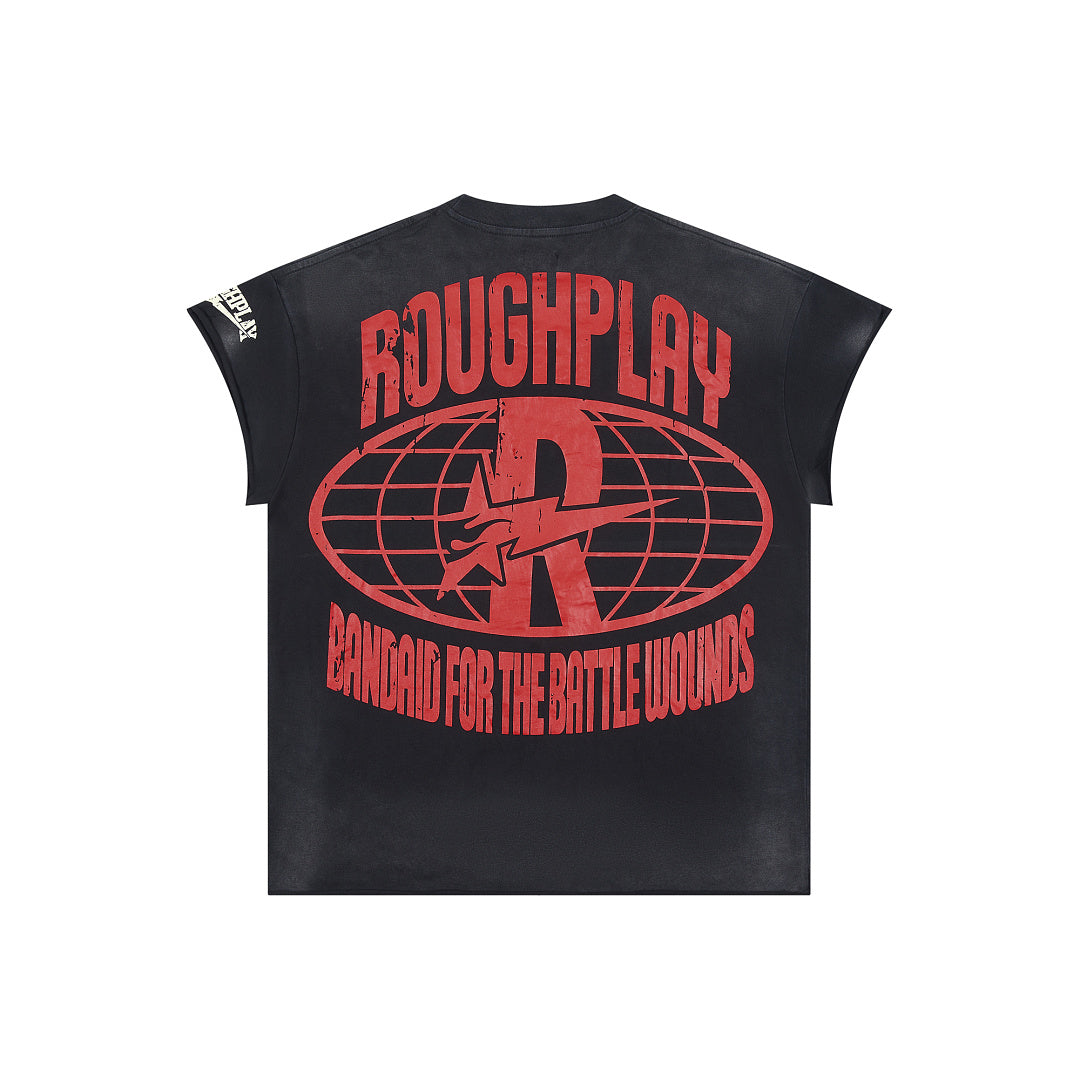 Rough Play Skeleton Cruiser Oversized Graphic Tee — Washed Black