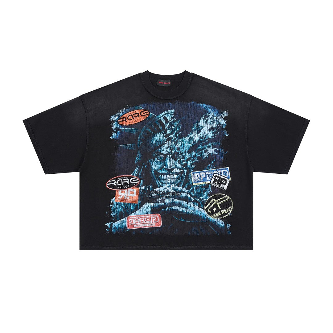 Rare Peace Decals Oversized Graphic Tee — Washed Black