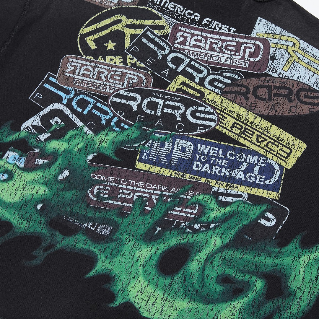Rare Peace Decals Oversized Graphic Tee — Washed Black
