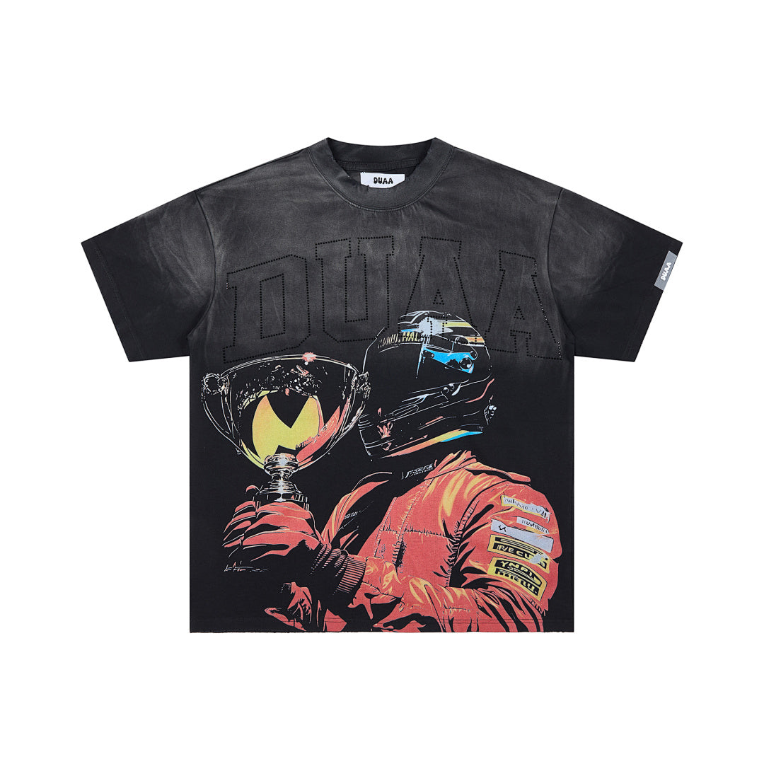 DUAA Champion Racer Oversized Graphic Tee — Black