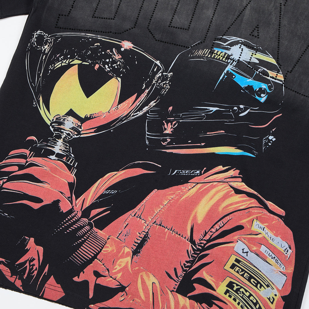 DUAA Champion Racer Oversized Graphic Tee — Black