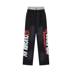 Rough Play Wordmark Oversized Sweatpants — Black
