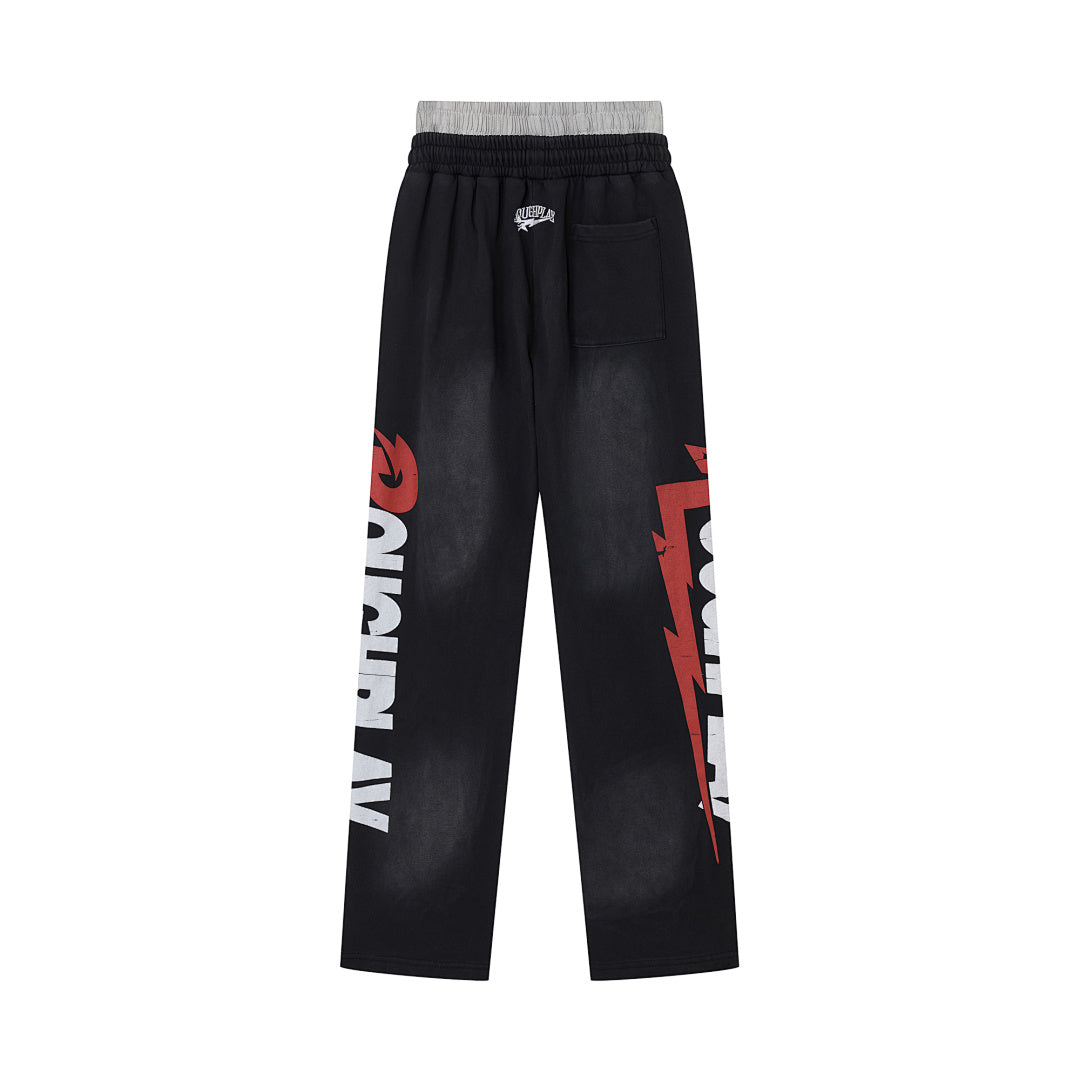 Rough Play Wordmark Oversized Sweatpants — Black