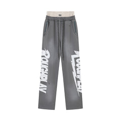 Rough Play Wordmark Oversized Sweatpants — Grey