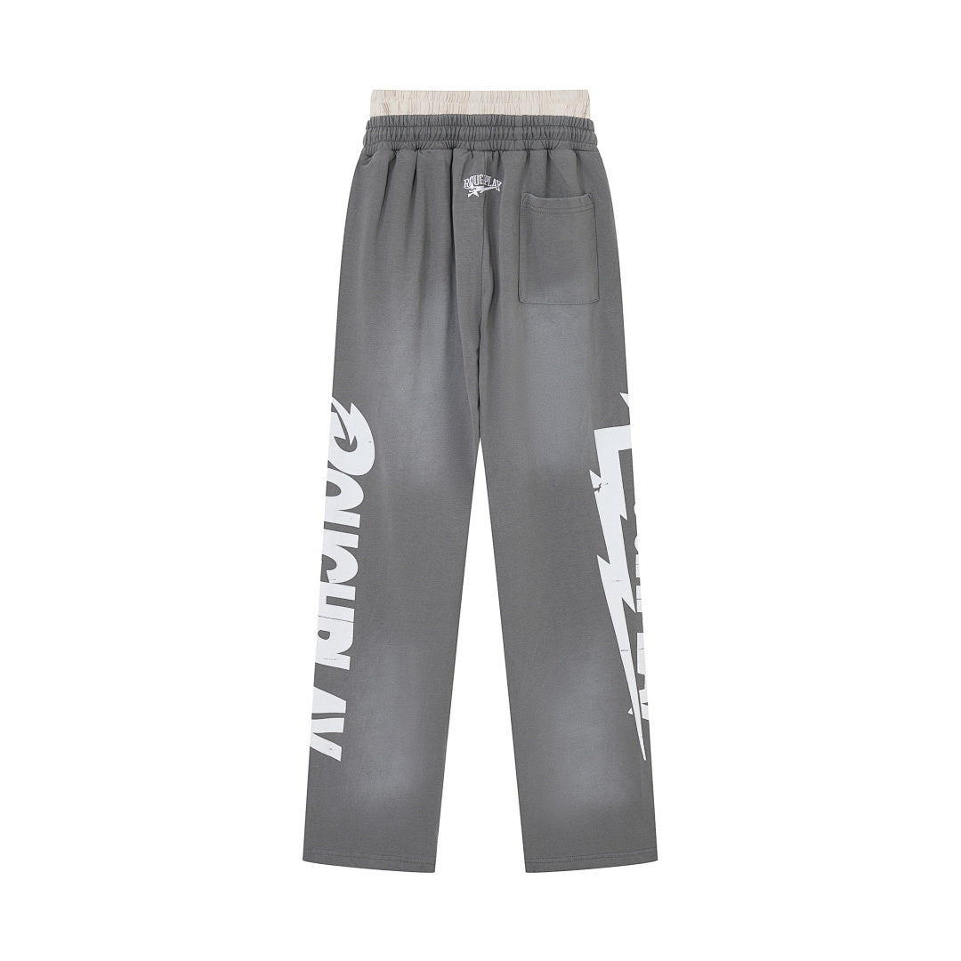 Rough Play Wordmark Oversized Sweatpants — Grey
