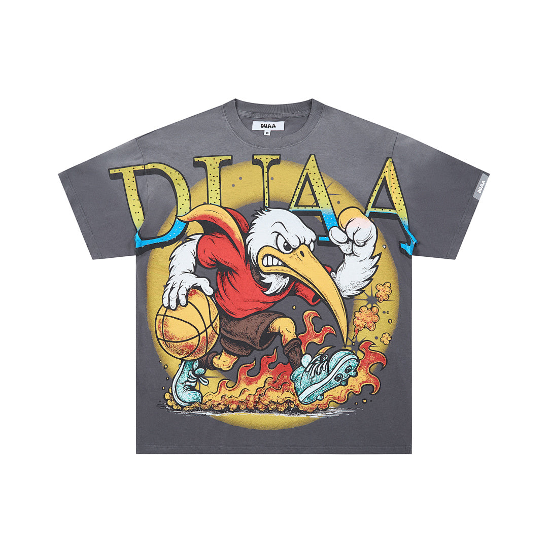 DUAA Baller Eagle Oversized Graphic Tee — Grey