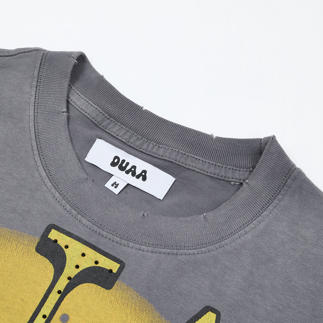DUAA Baller Eagle Oversized Graphic Tee — Grey